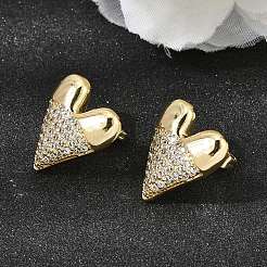 Valentine's Day Brass Clear Cubic Zirconia Stud Earrings for Women&nbsp;EJEW-A162-07G