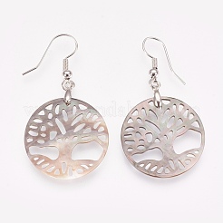 Mixed Color Shell Dangle Earrings&nbsp;KK-G346-03
