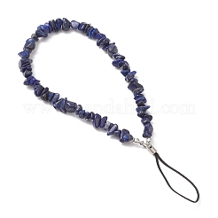 天然蛍石チップビーズの携帯ストラップ  プラチナ  186mm&nbsp;HJEW-JM03719-03