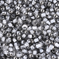内側が透明な色のガラスシードビーズ  ラウンド  ホワイト  4x3mm  穴：1.4~1.5mm  約：7500個/ 450 G&nbsp;SEED-T007-19A-10