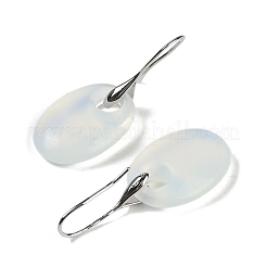 オパールダングルピアス  ラックメッキ真鍮ピアスフック付き  カドミウムフリー＆鉛フリー  オーバル  43x18mm&nbsp;EJEW-C119-04P-08
