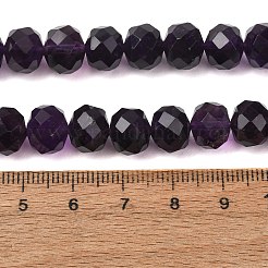 天然石アメジストビーズ連売り  多面カット  ロンデル  10x8mm  穴：1.2mm  約47個/連  14.96''（38センチメートル）&nbsp;GG-CBA59DD-A01-6x10mm