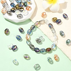 100個10色電気メッキガラスビーズ  コー​​ヒー豆  ミックスカラー  10.5~11x8x5mm  穴：1mm  10個/カラー&nbsp;EGLA-CJ0001-26