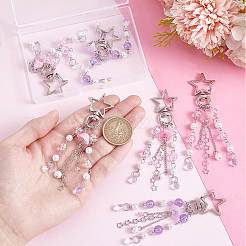 6Pcs 3 Styles Handmade Lampwork & Acrylic Tassel Pendant Decoration&nbsp;HJEW-GA00009