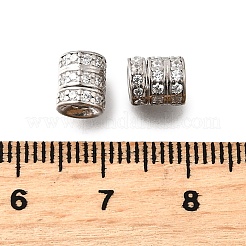 スターリングシルバーマイクロパヴェクリアキュービックジルコニアビーズ925個  コラム  プラチナメッキ  6.5x5.5mm  穴：2mm&nbsp;STER-F061-03A-P