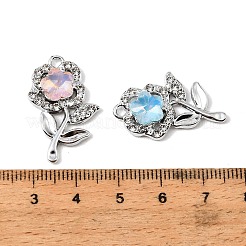 合金ラインストーンペンダント  花のチャーム  ガラスと  UVメッキ  ミックスカラー  プラチナ  27x17x5.5mm  穴：1.8mm&nbsp;FIND-K032-03P