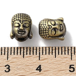 チベットスタイルのブラスビーズ  カドミウムフリー＆鉛フリー  仏頭  アンティークブロンズ  8.5x7x7mm  穴：2mm&nbsp;KK-M284-58AB