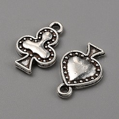 合金のチベット風チャーム  スペード/クラブ/ハート/ダイヤモンド チャーム  アンティークシルバー  14~19x12x2~3mm  穴：1.6~1.8mm  4個/セット&nbsp;FIND-CJC0012-073