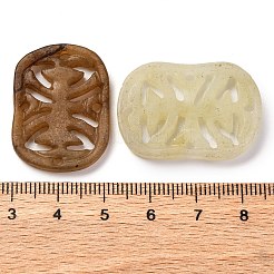 染色された天然秀岩翡翠彫刻ペンダント  長方形チャーム  ミックスカラー  29~32x19~23x3~4mm  穴：2mm&nbsp;G-M195-03