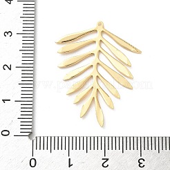 真鍮チャーム  鉛フリー＆カドミウムフリー  葉  24KGP本金メッキ  31.5x25x1.5mm  穴：1mm&nbsp;KK-H083-08G