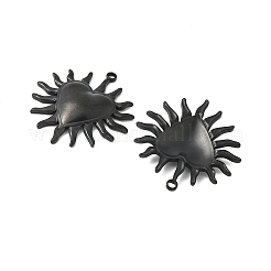 イオンプレーティング（IP）304ステンレスペンダント  ハートチャーム  ブラック  40x37.5x4mm  穴：2.5mm&nbsp;STAS-H223-15B-02
