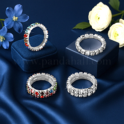 8Pcs 4 Styles Rhinestone Tennis Chains Stretch Ring for Women&nbsp;RJEW-HY0001-07A