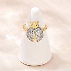 Brass Micro Pave Cubic Zirconia Cuff Ring for Women&nbsp;RJEW-L132-01G