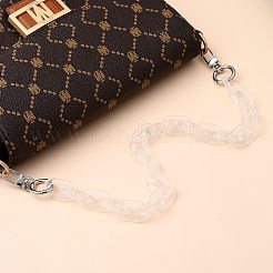 バッグハンドル  透明アクリルリンクリング付き  プラチナトーン合金スプリングゲートリングと亜鉛合金スイベルクラスプ  バッグストラップ用交換アクセサリー用  ホワイト  19.8インチ（50.5cm）&nbsp;AJEW-BA00024-04