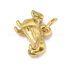 304ステンレスペンダント  丸カン付き  ゴールドカラー  犬  10.5x16x5mm  穴：4.3mm&nbsp;STAS-P391-01A-G