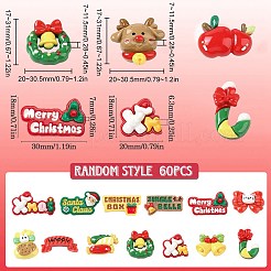 60cs 2スタイル クリスマス不透明樹脂デコデンカボション  サンタクロースとジンジャーブレッドマンとクリスマスベル  混合図形  ミックスカラー  16~30.5x20~32x6~11.5mm  30個/スタイル&nbsp;RESI-SP0001-02A