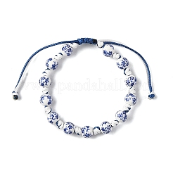 Handmade Flower Printed Porcelain Ceramic Braided Beaded Bracelets for Women&nbsp;BJEW-JB14194
