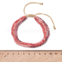 Adjustable Dyed Natural Malaysia Jade Beaded Multi-strand Bracelets for Women Men&nbsp;BJEW-JB13577-02