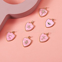 6Pcs 6 Styles Real 18K Gold Plated Brass Micro Pave Clear Cubic Zirconia Enamel Pendants&nbsp;ZIRC-SZ0001-36A