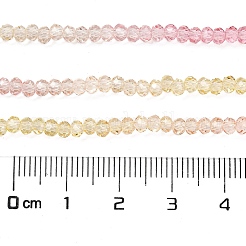 透明塗装ガラスビーズ連売り  多面カット  ロンデル  カラフル  3.4x2.6mm  穴：0.5mm  約135~140個/連  32~34cm&nbsp;X1-DGLA-A034-T2mm-A09
