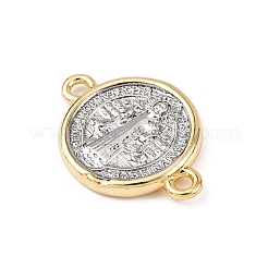 Brass Flat Round with Saint Benedict Links Connector Charms&nbsp;KK-K408-01G