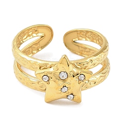 Ion Plating(IP) 304 Stainless Steel Open Cuff Ring for Women&nbsp;RJEW-F166-06G-02