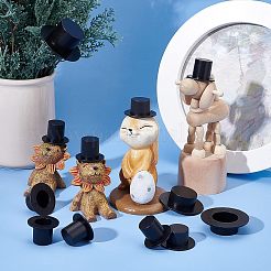 クリスマステーマのプラスチック人形用帽子 40個 4スタイル  人形の帽子の付属品のための魔術師のシルクハットは飾る  ブラック  10 個/タイル&nbsp;DIY-NB0006-44