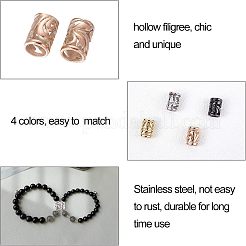 304ステンレスヨーロピアンビーズ  大穴ビーズ  コラム  ミックスカラー  10x7mm  穴：5mm  4色  2個/カラー  8個/箱。&nbsp;STAS-UN0007-32