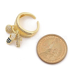 Rack Plating Brass Micro Pave Cubic Zirconia Cuff Rings for Women&nbsp;RJEW-M028-120G