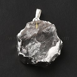 天然石クオーツクリスタルペンダント  ロッククリスタルペンダント  花のチャーム  ラックメッキ真鍮のパーツ  プラチナ  24.5~30x20.5~26.5x8.5~11mm  穴：7x4.5mm&nbsp;G-P487-03P
