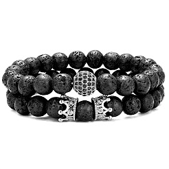 5 Style Natural Lava Rock Round Beads Strands&nbsp;G-CJ0001-52