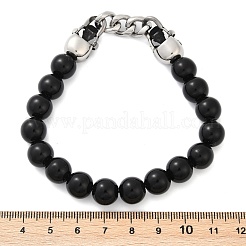 Punk Style Skull 304 Stainless Steel Glass Beads Bracelets for Women Men&nbsp;BJEW-D304-04AS-01