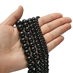 染めグラスパールラウンドビーズ連売り  ブラック  4mm / 6mm / 8mm / 10mm / 12mm  穴：1mm  約70~216個/連&nbsp;HY-X0001-05