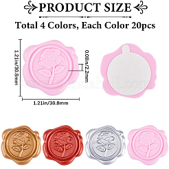 80Pcs 4 Colors Rose Adhesive Wax Seal Stickers&nbsp;DIY-CP0010-20