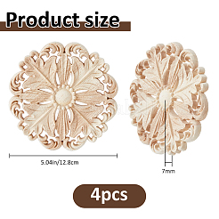 オーク材のチップ  壁の装飾  花  アンティークホワイト  128x7mm&nbsp;WOOD-WH0124-146B