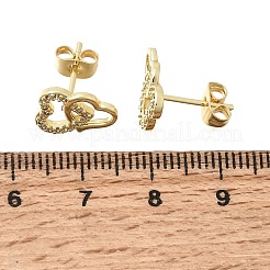 Brass Micro Pave Cubic Zirconia Stud Earrings&nbsp;KK-CBA5B62-01A-G