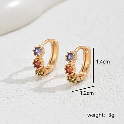 エレガントな真鍮フープピアス  キュービックジルコニア付き  ゴールドカラー  14x12mm&nbsp;NK1311