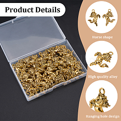 チベット風アロイペンダント60個  馬のチャーム  アンティーク黄金  32x24x1mm  穴：3mm&nbsp;FIND-SC0023-40