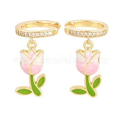 Valentine's Day Brass Clear Cubic Zirconia Cuff Earrings&nbsp;EJEW-Z164-09G-03