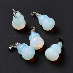 オパールペンダント  プラチナトーンの真鍮パーツ  ひょうたんチャーム  29.5x18mm  穴：6x4mm&nbsp;G-G846-02P-06