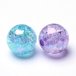 クリアクラックアクリルビーズ  ABカラー  ラウンド  ミックスカラー  8mm  穴：2.5mm  1800個/ 500g&nbsp;CACR-R011-8mm-M
