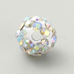 ラインストーン パヴェ ディスコ ボール ビーズ  樹脂粘土ラインストーンビーズ  ラウンド  クリスタルAB  8mm  穴：1.8mm&nbsp;RB-TAC0002-02B-08