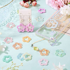 90色のイミテーションゼリーアクリルパーツ15個  スター  ミックスカラー  28.5~30x29.5~30.5x4~5mm  穴：1.8~2mm  6個/カラー&nbsp;MACR-TA0002-49