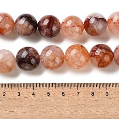 天然ヘマトイドクォーツ/鉄クォーツビーズ連売り  ラウンド  スムーズ  16mm  穴：1.2mm  約23個/連  14.88インチ（37.8cm）&nbsp;G-H343-D14-16mm
