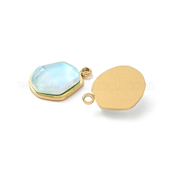 304ステンレスペンダント  ナゲット  ガラスと  イオンプレーティング（ip）  18KGP本金メッキ  13x9.5x4mm  穴：1.4mm&nbsp;STAS-H483-08G