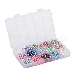 900Pcs 15 Style Rainbow ABS Plastic Imitation Pearl Beads&nbsp;OACR-YW0001-13
