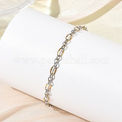 2Pcs 2 Colors 304 Stainless Steel Figaro Chains Bracelet Sets&nbsp;BJEW-JB14356-03