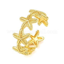 Starfish Brass Cuff Rings for Women&nbsp;RJEW-A088-01G