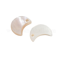 ムーン淡水シェルのチャーム  乳白色  13x8x1mm  穴：1mm&nbsp;SHEL-M005-06