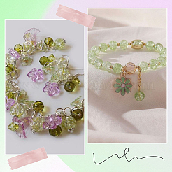 DIYラウンドアクリル＆ガラスビーズジュエリー製作キット  濃い緑  2~8x2~8.5x2~8mm  穴：0.9~2mm&nbsp;DIY-SP0003-01A